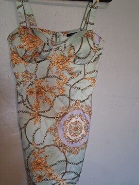Forever 21 Mint Green Chain & Floral Slip Dress